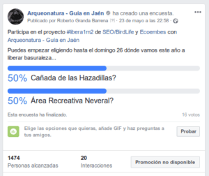 imagen de encuesta en facebook para la elección de sitio libera basuraleza